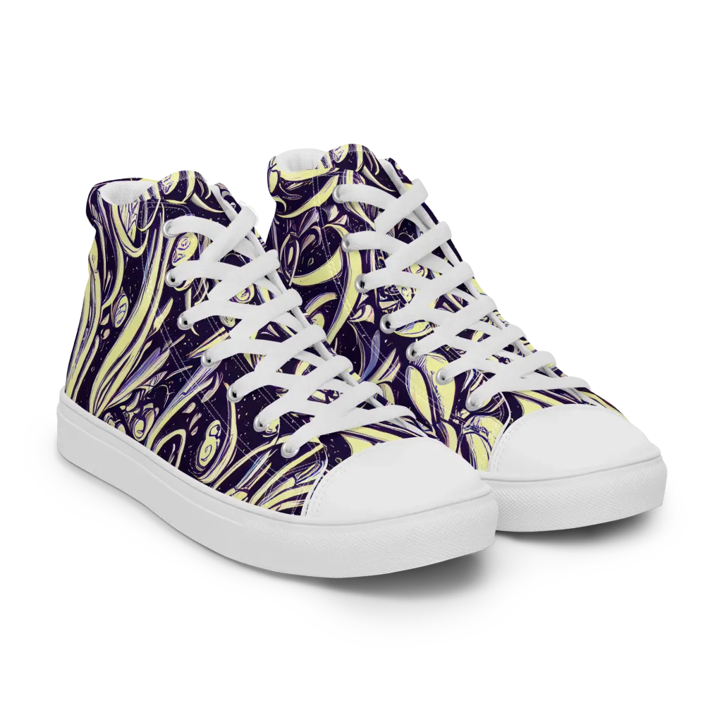 Ivory Orbit on Women's High Top Canvas Shoes — Right Front