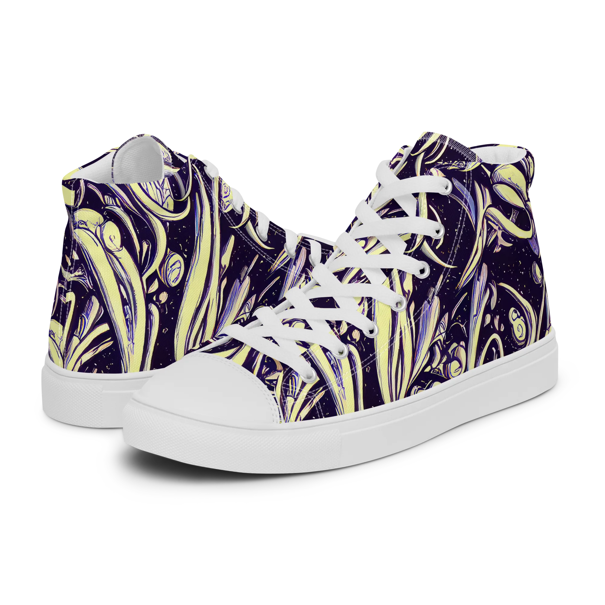 Ivory Orbit on Women's High Top Canvas Shoes — Left