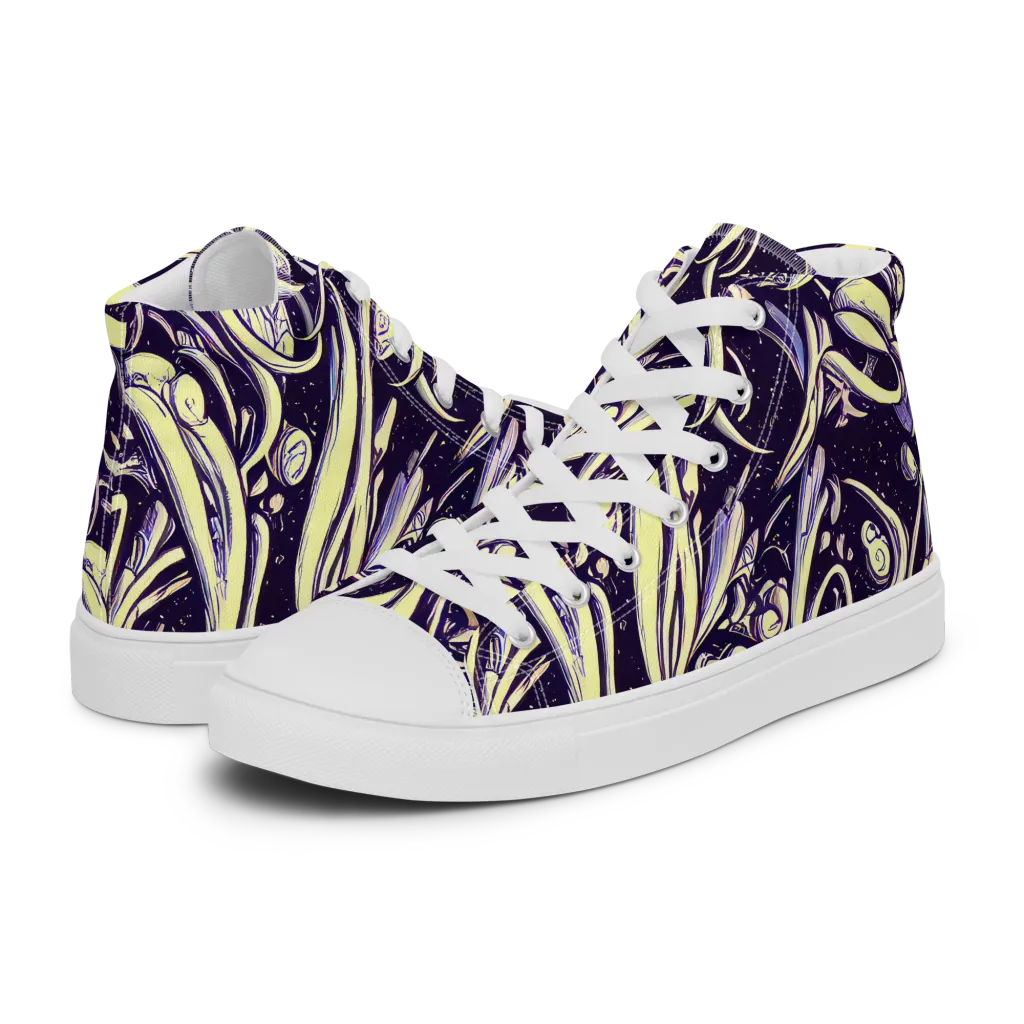 Ivory Orbit on Women's High Top Canvas Shoes — Left