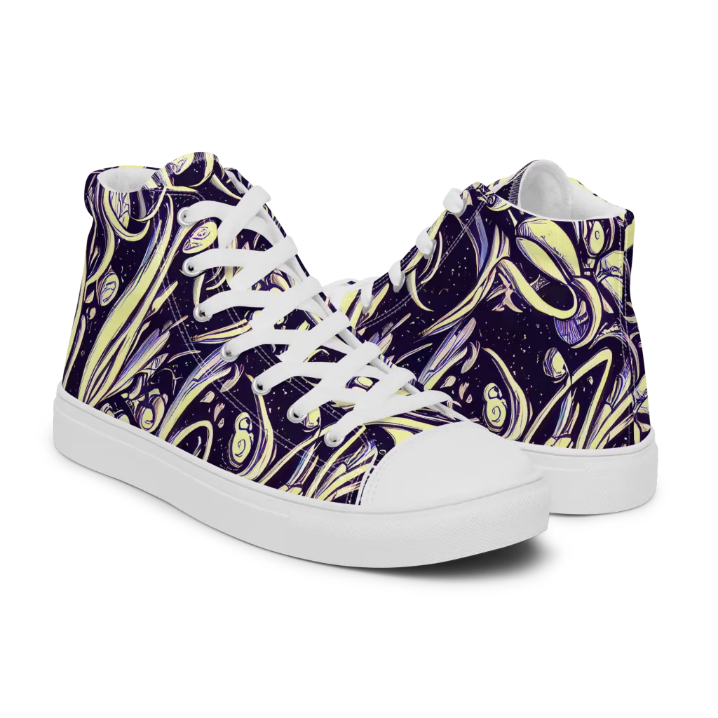 Ivory Orbit on Women's High Top Canvas Shoes — Right