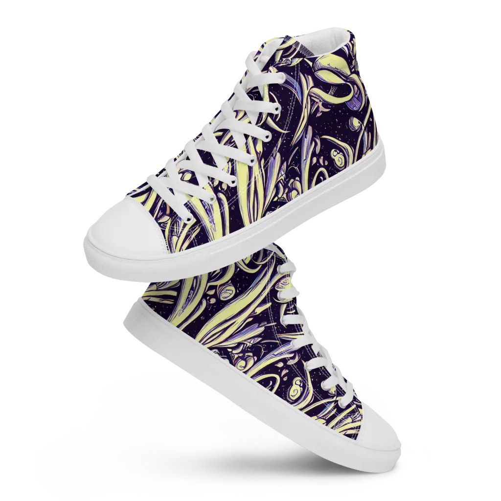 Ivory Orbit on Women's High Top Canvas Shoes — Front