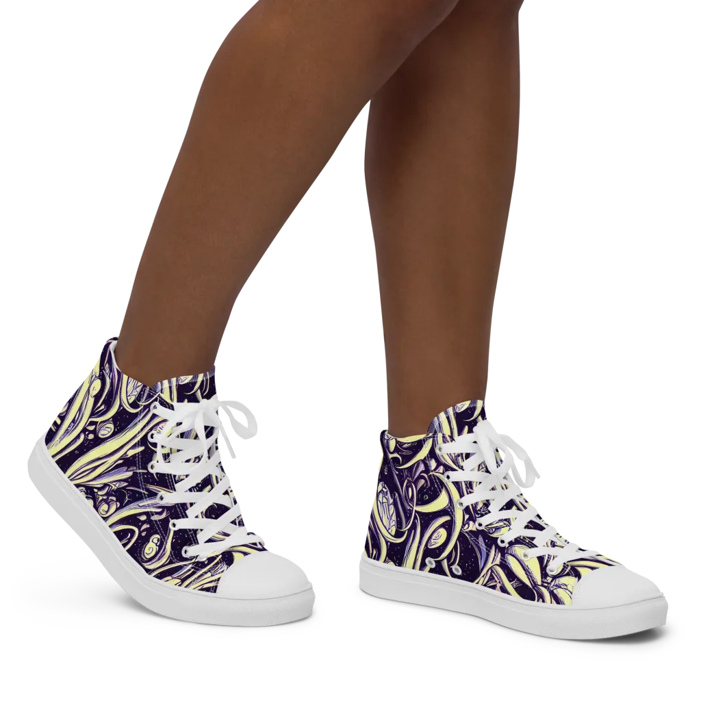 Ivory Orbit on Women's High Top Canvas Shoes — Right
