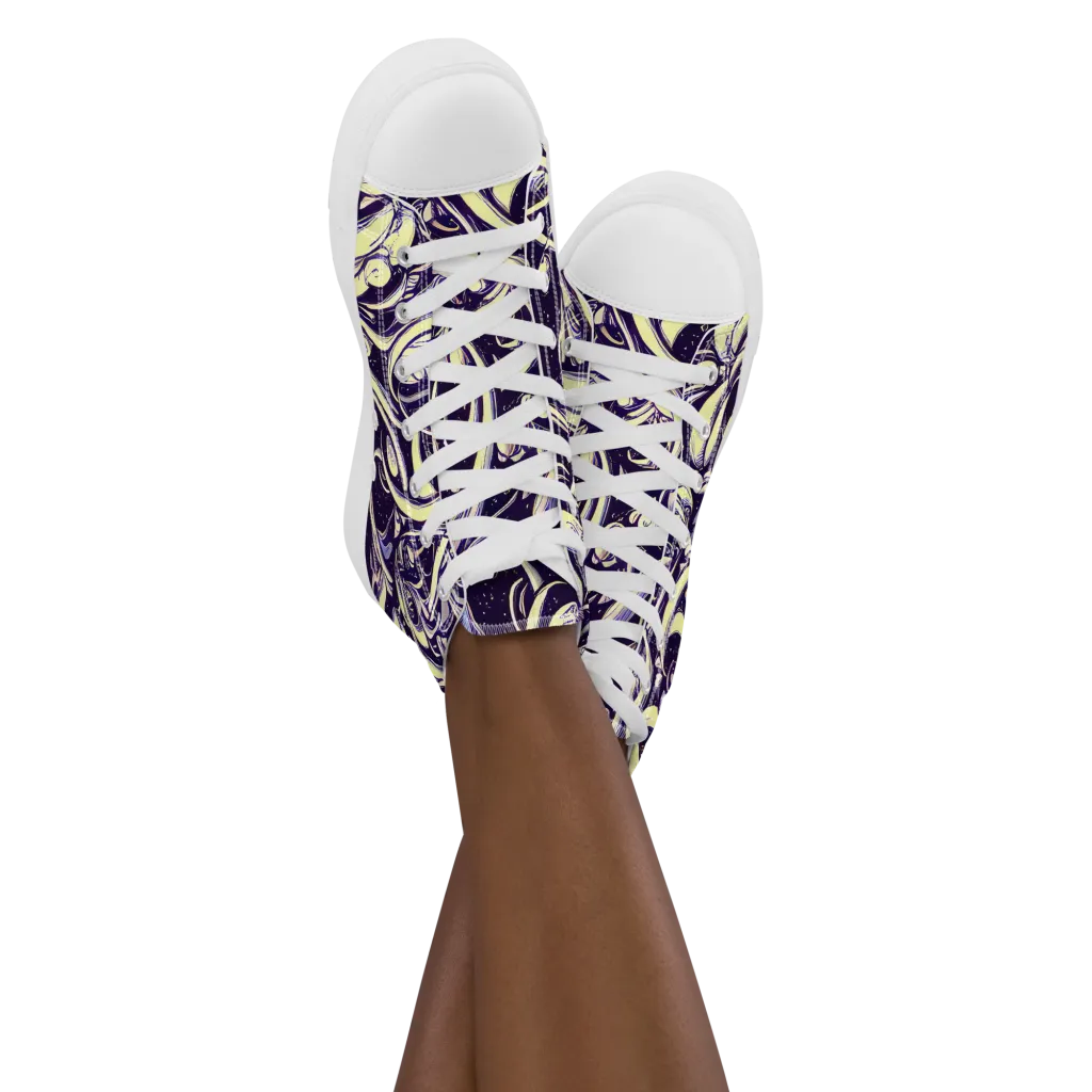Ivory Orbit on Women's High Top Canvas Shoes — Front
