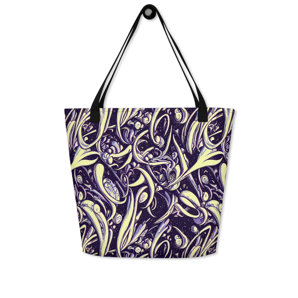 Ivory Orbit on Large Tote Bag W/ Pocket — Front