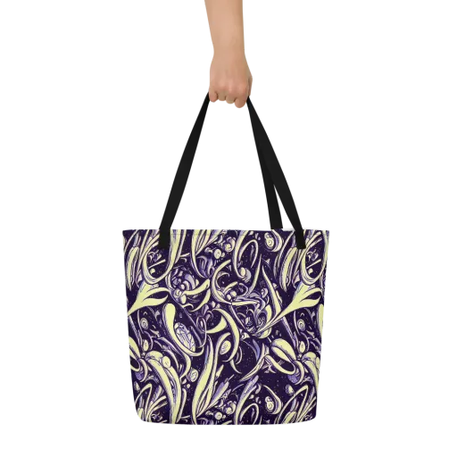 Ivory Orbit on a Large Tote Bag W/ Pocket