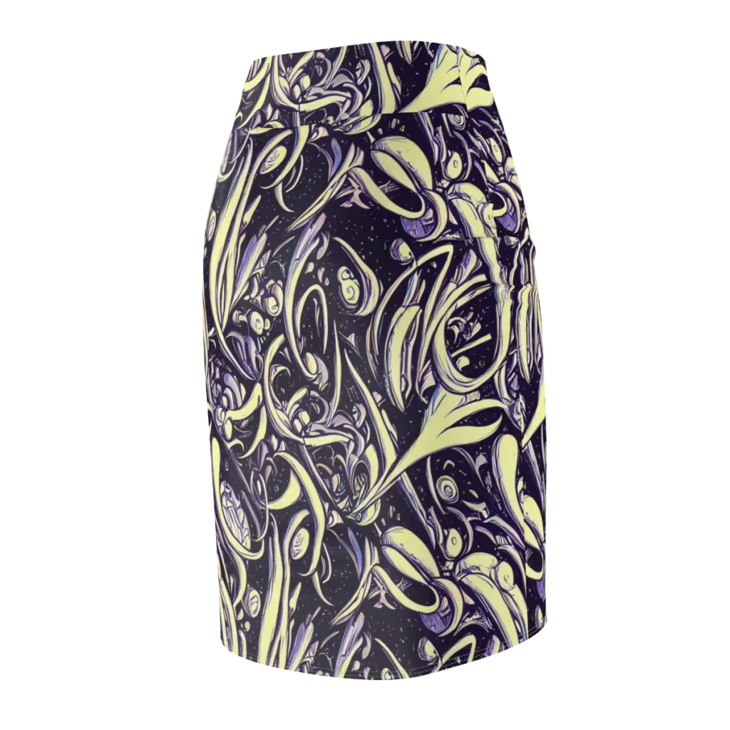 Ivory Orbit on Pencil Skirt — Back Side