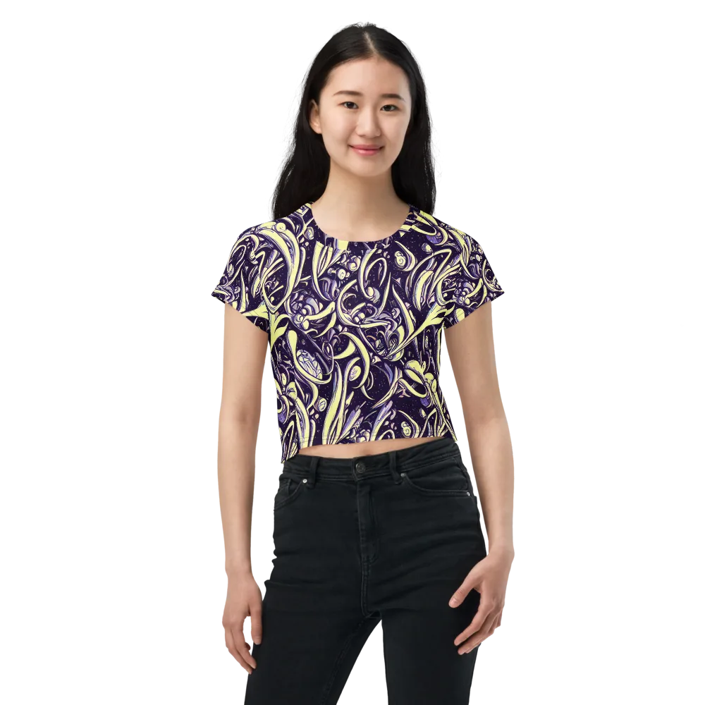 Ivory Orbit on Crop Tee — Front