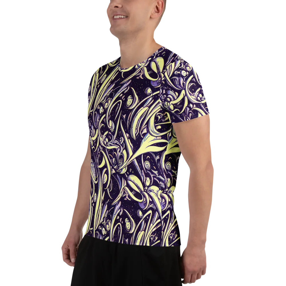 Ivory Orbit on Men's Athletic T-Shirt — Left