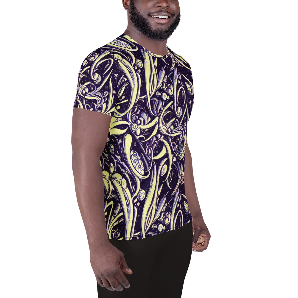 Ivory Orbit on Men's Athletic T-Shirt — Right