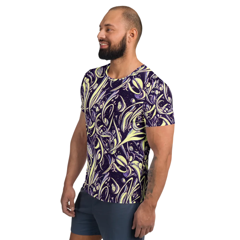 Ivory Orbit on Men's Athletic T-Shirt — Left