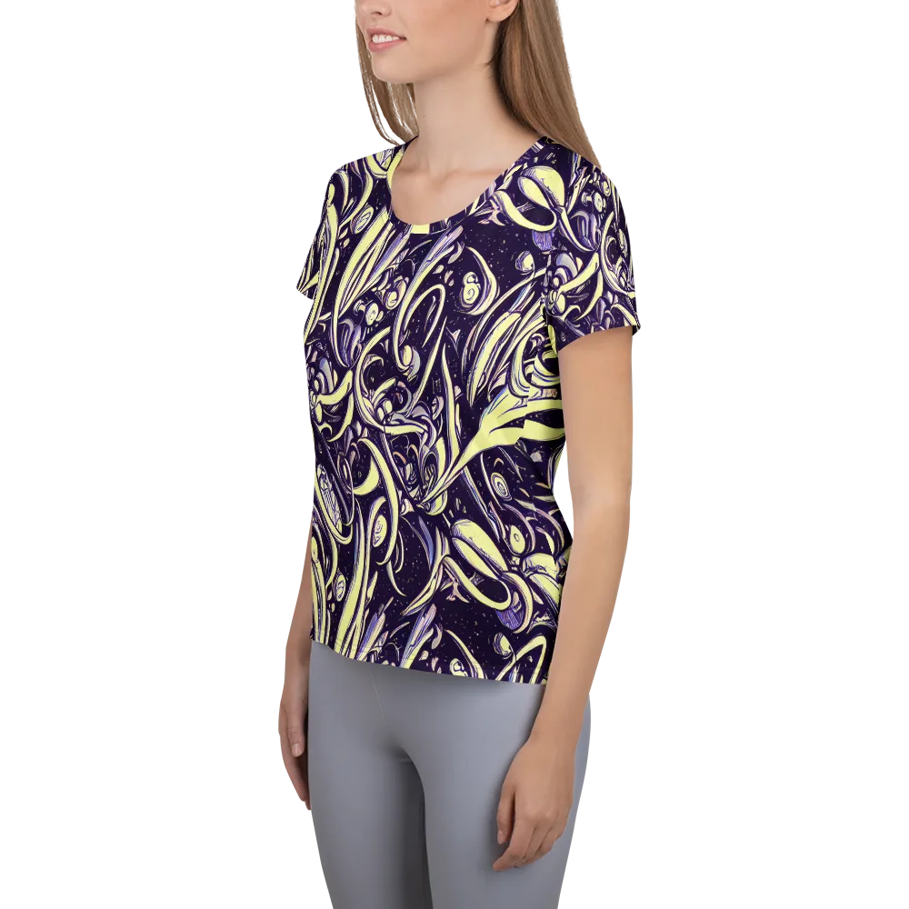 Ivory Orbit on Women's Athletic T-Shirt — Left