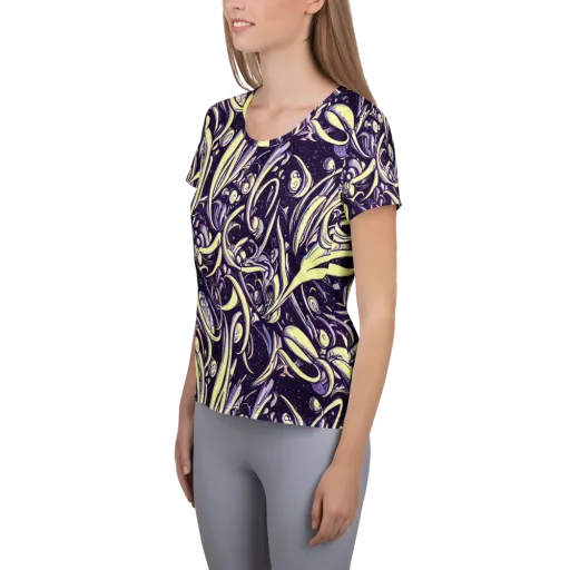 Ivory Orbit on a Women's Athletic T-Shirt