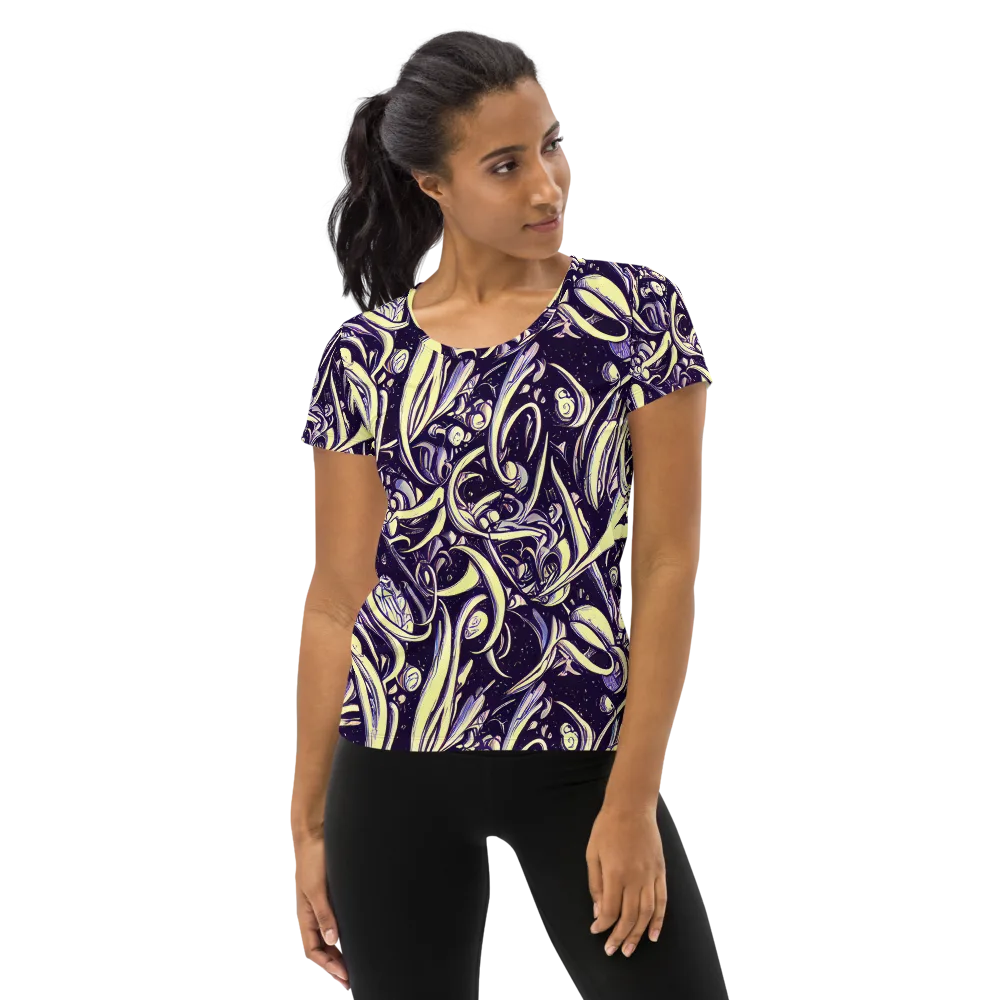 Ivory Orbit on Women's Athletic T-Shirt — Front