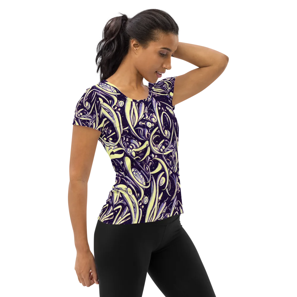 Ivory Orbit on Women's Athletic T-Shirt — Right