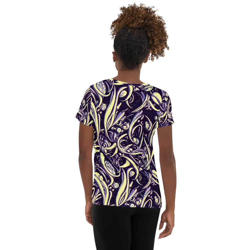 Ivory Orbit on Women's Athletic T-Shirt — Back