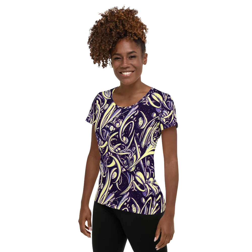Ivory Orbit on Women's Athletic T-Shirt — Left