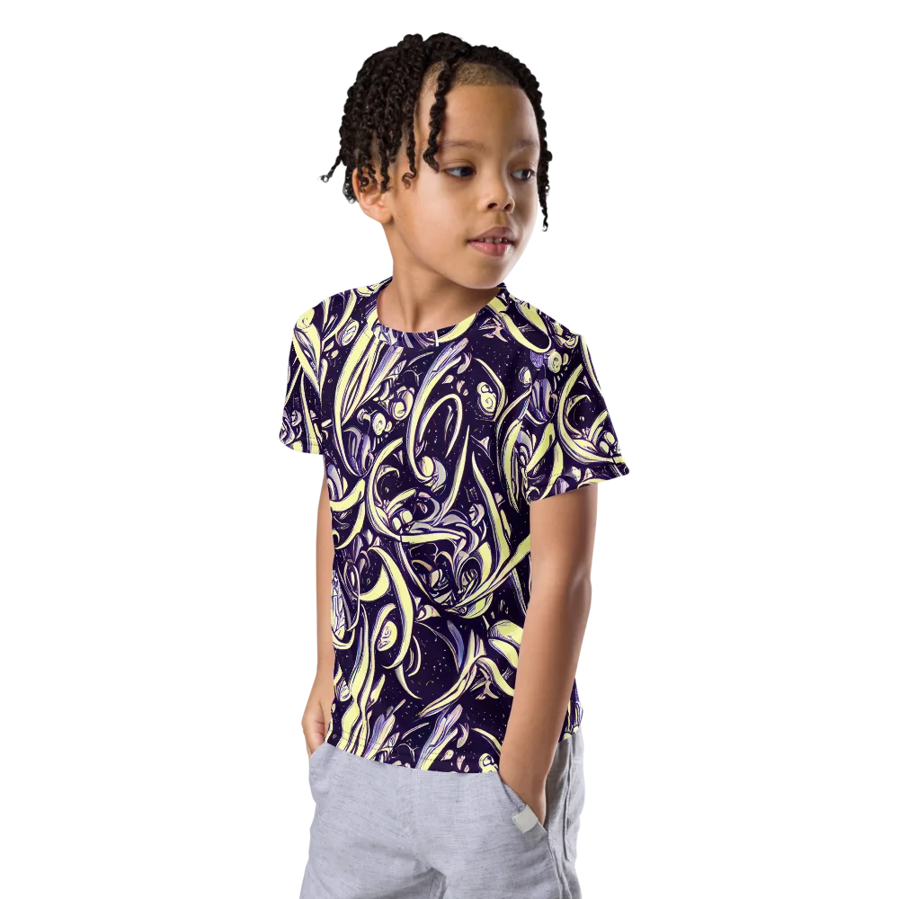 Ivory Orbit on Kids Crew Neck T-Shirt — Left Front
