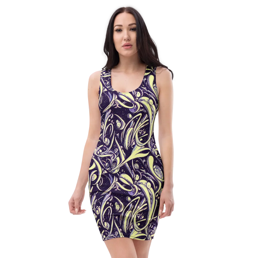 Ivory Orbit on Bodycon Dress — Front