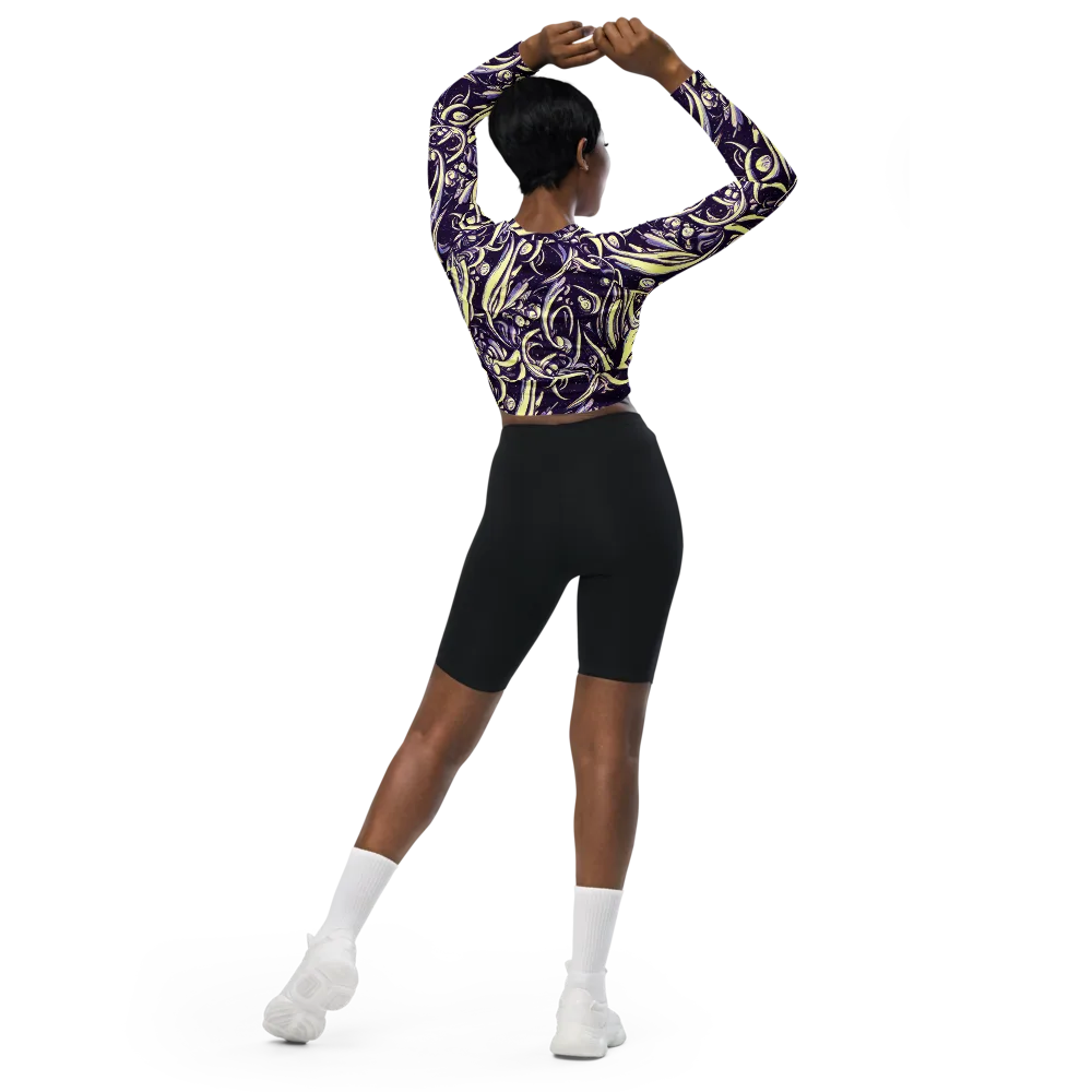 Ivory Orbit on Long Sleeve Crop Top — Back