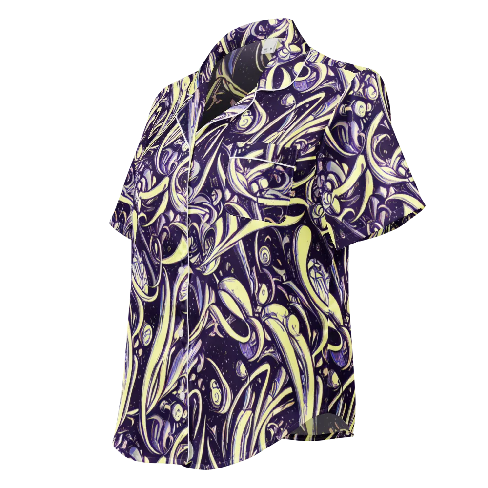 Ivory Orbit on Women's Short Sleeve Pajama Top — Left Front