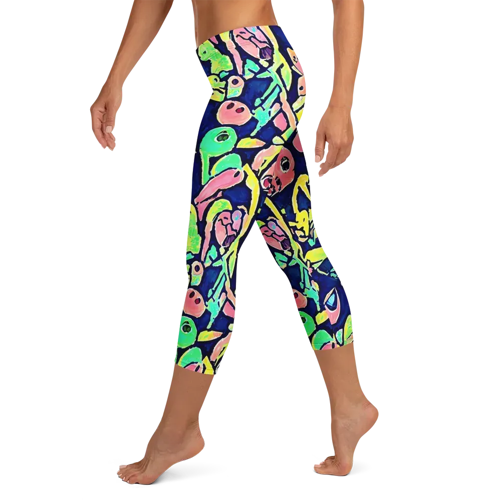 Abyssal Pop on Capri Leggings — Left