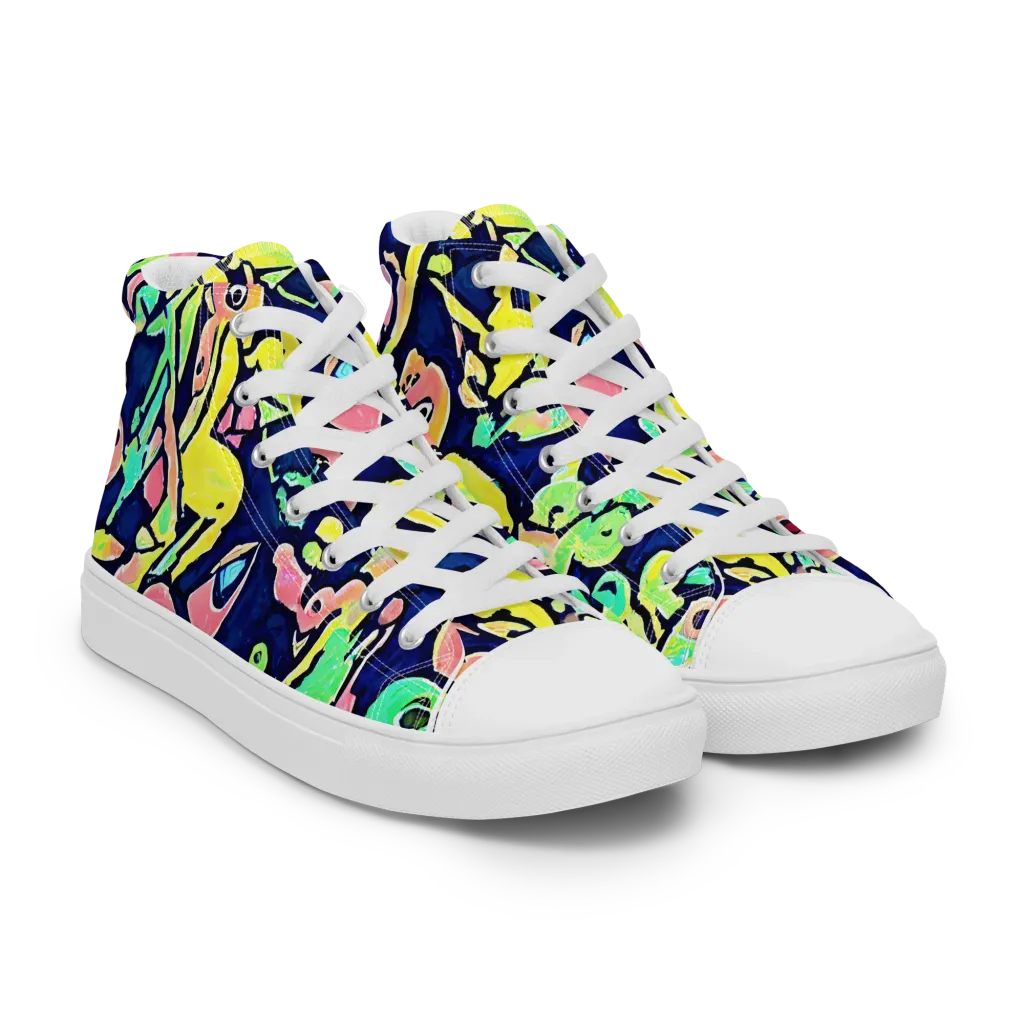 Abyssal Pop on Men's High Top Canvas Shoes — Right Front