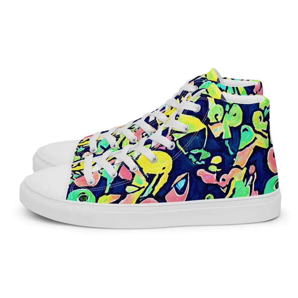 Abyssal Pop on Men's High Top Canvas Shoes — Left