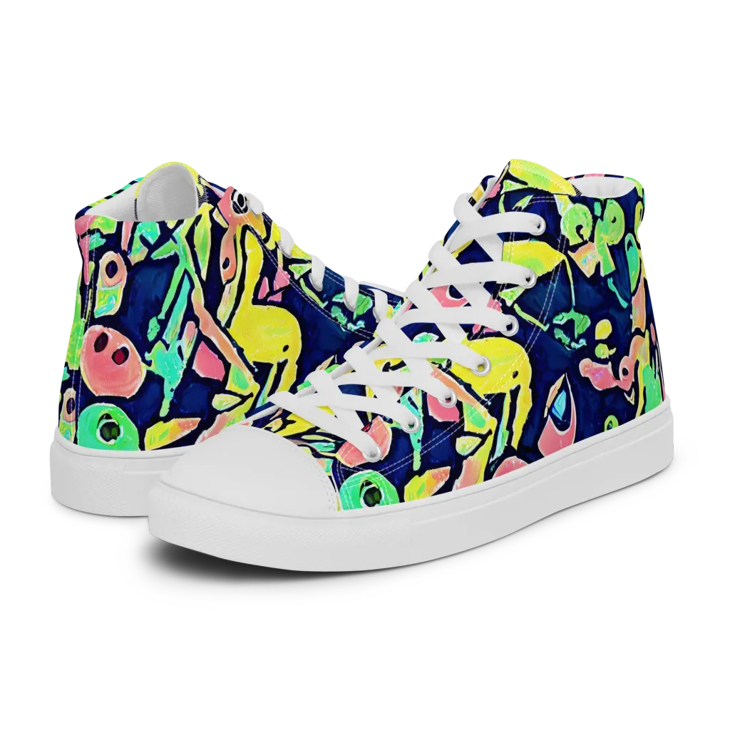 Abyssal Pop on Men's High Top Canvas Shoes — Left