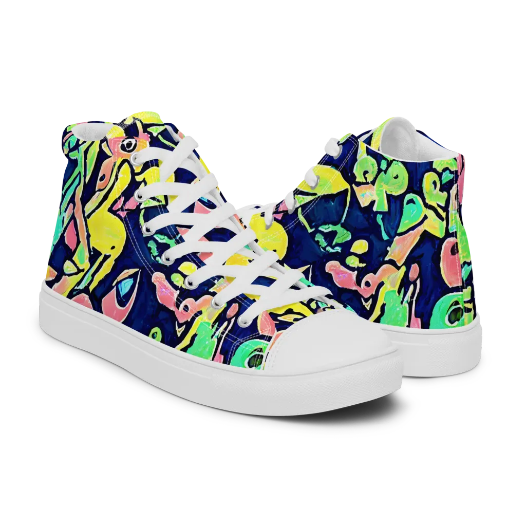 Abyssal Pop on Men's High Top Canvas Shoes — Right