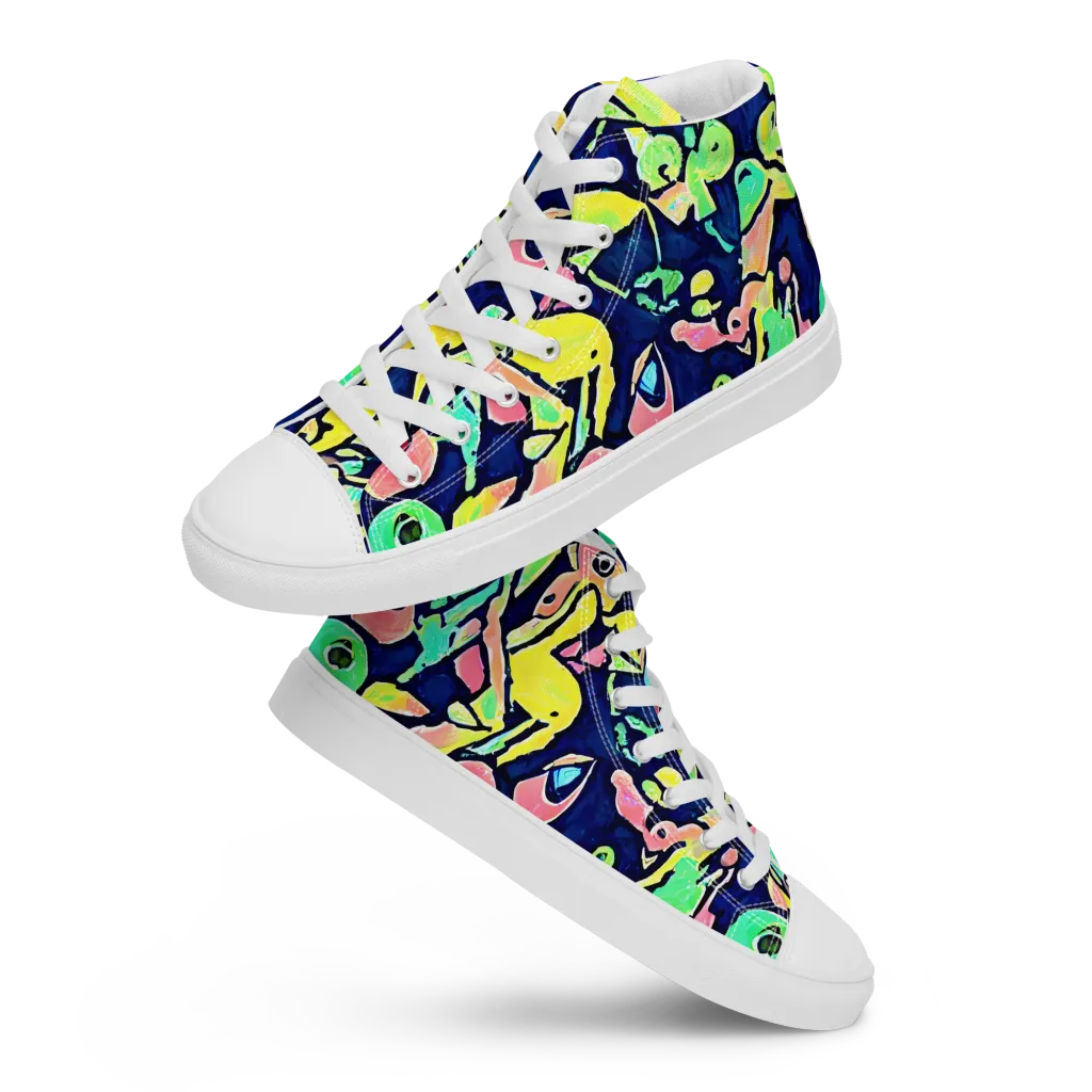 Abyssal Pop on Men's High Top Canvas Shoes — Front