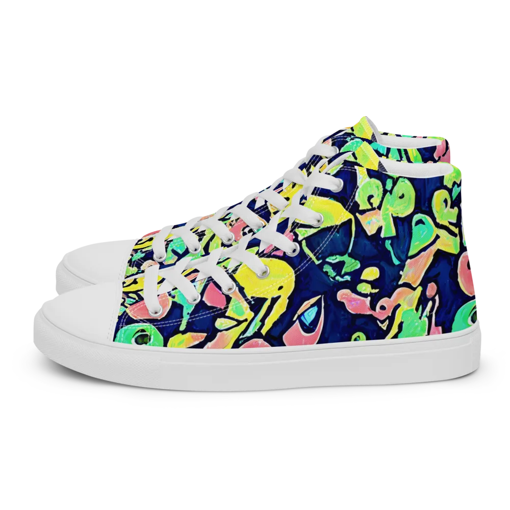 Abyssal Pop on Women's High Top Canvas Shoes — Left