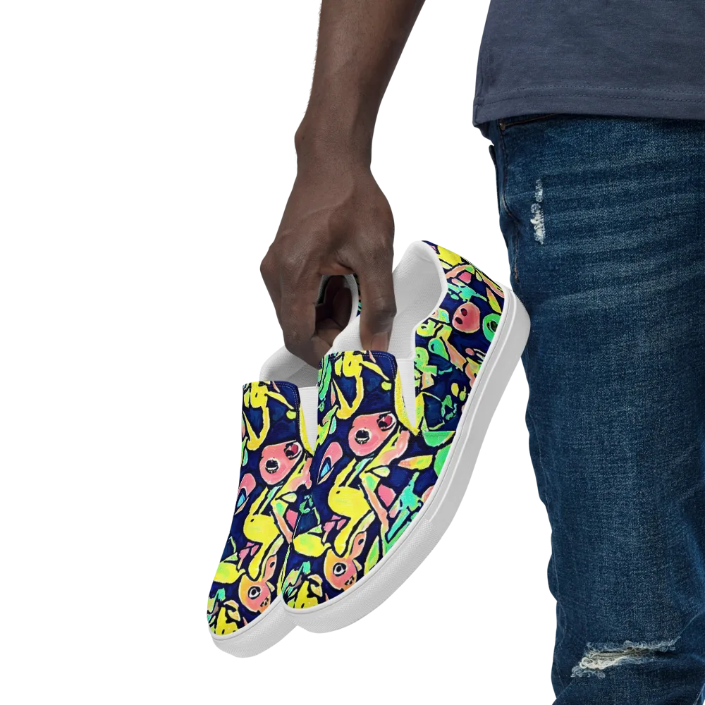 Abyssal Pop on Men's Slip-On Canvas Shoes — Left Front