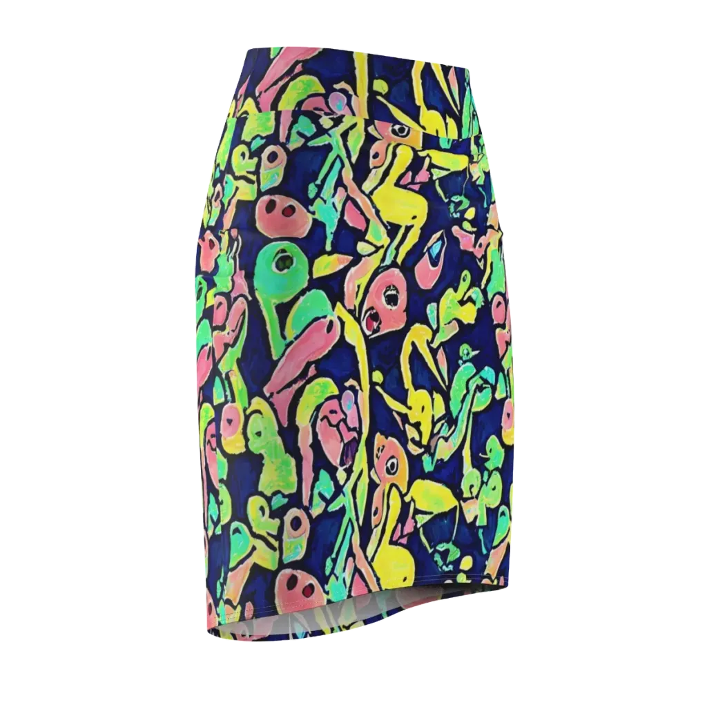 Abyssal Pop on Pencil Skirt — Front Side
