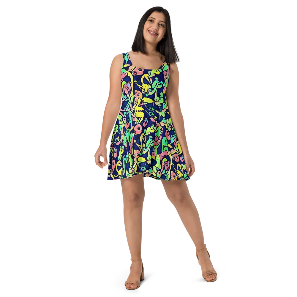 Abyssal Pop on Skater Dress — Front