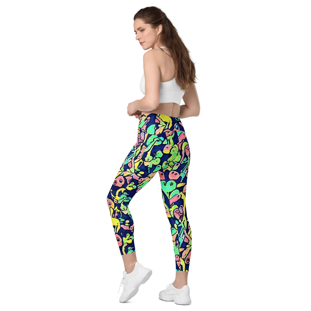 Abyssal Pop on Leggings with Pockets — Left Back