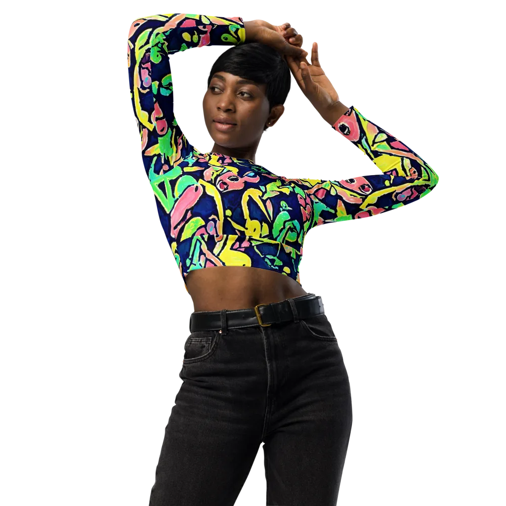 Abyssal Pop on Long Sleeve Crop Top — Front