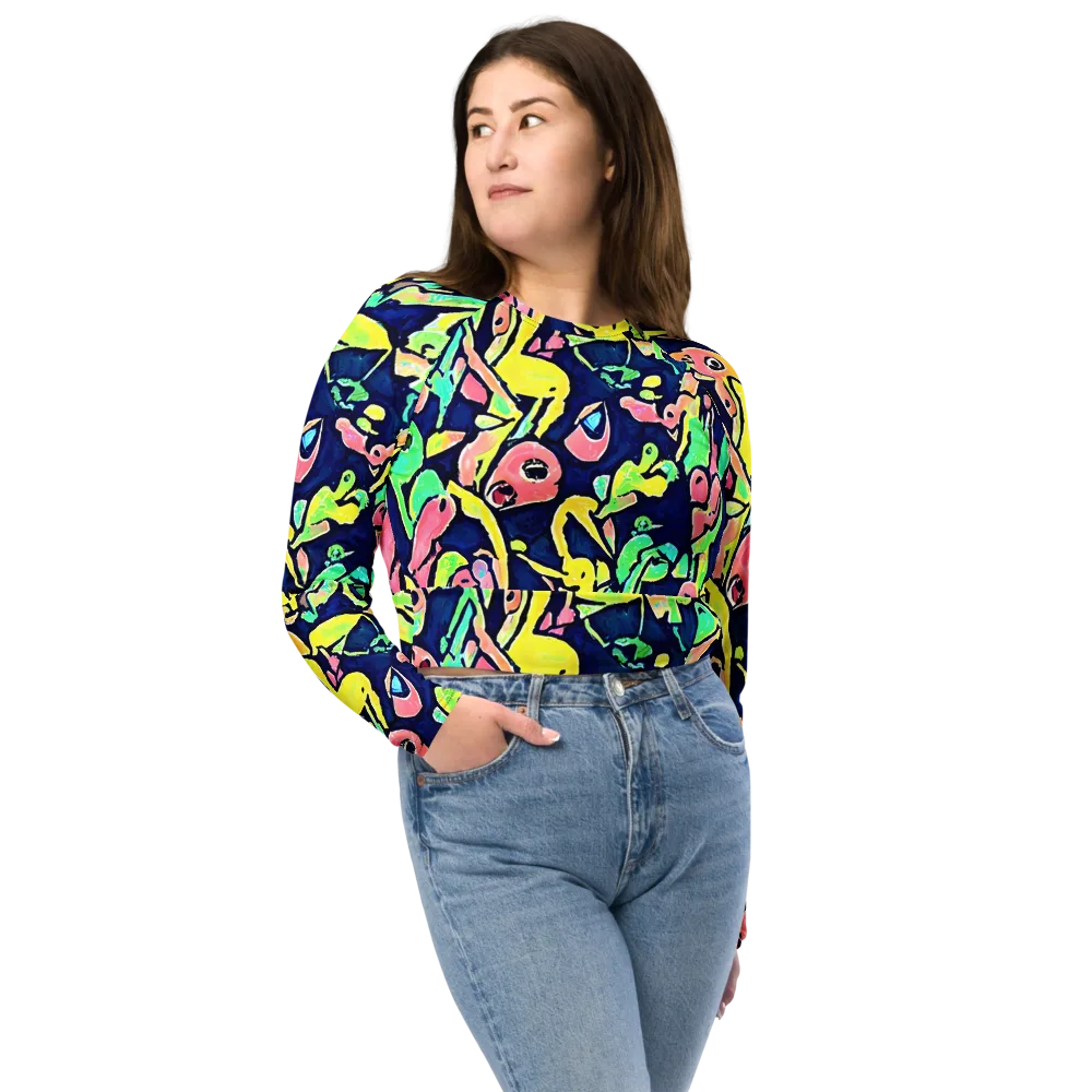 Abyssal Pop on Long Sleeve Crop Top — Front