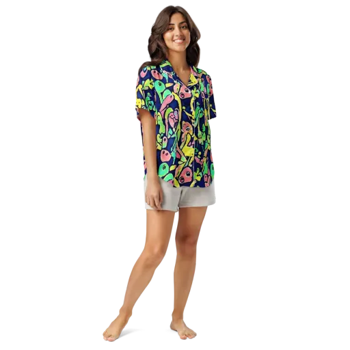 Abyssal Pop on a Women's Short Sleeve Pajama Top