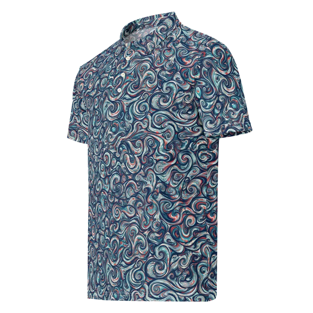 Indigo Vortex on Men's Slim Fit Polo Shirt — Left Front