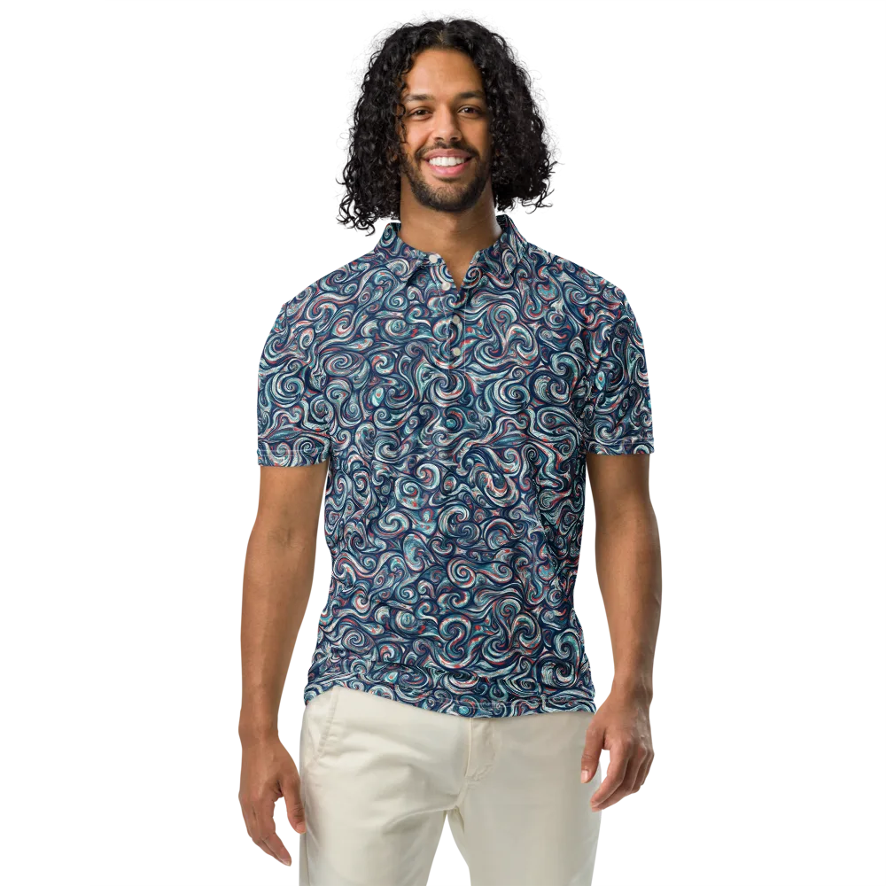 Indigo Vortex on Men's Slim Fit Polo Shirt — Front