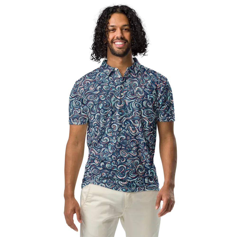 Indigo Vortex on Men's Slim Fit Polo Shirt — Front