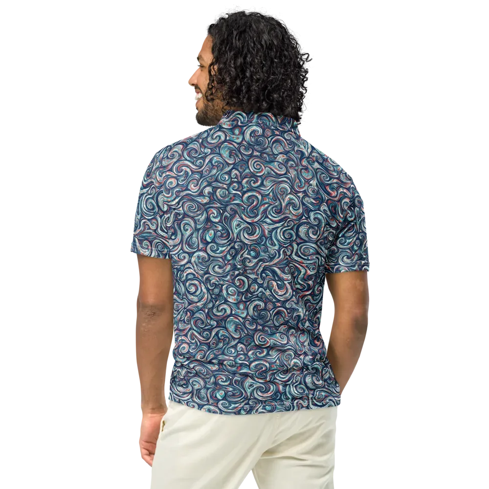 Indigo Vortex on Men's Slim Fit Polo Shirt — Back