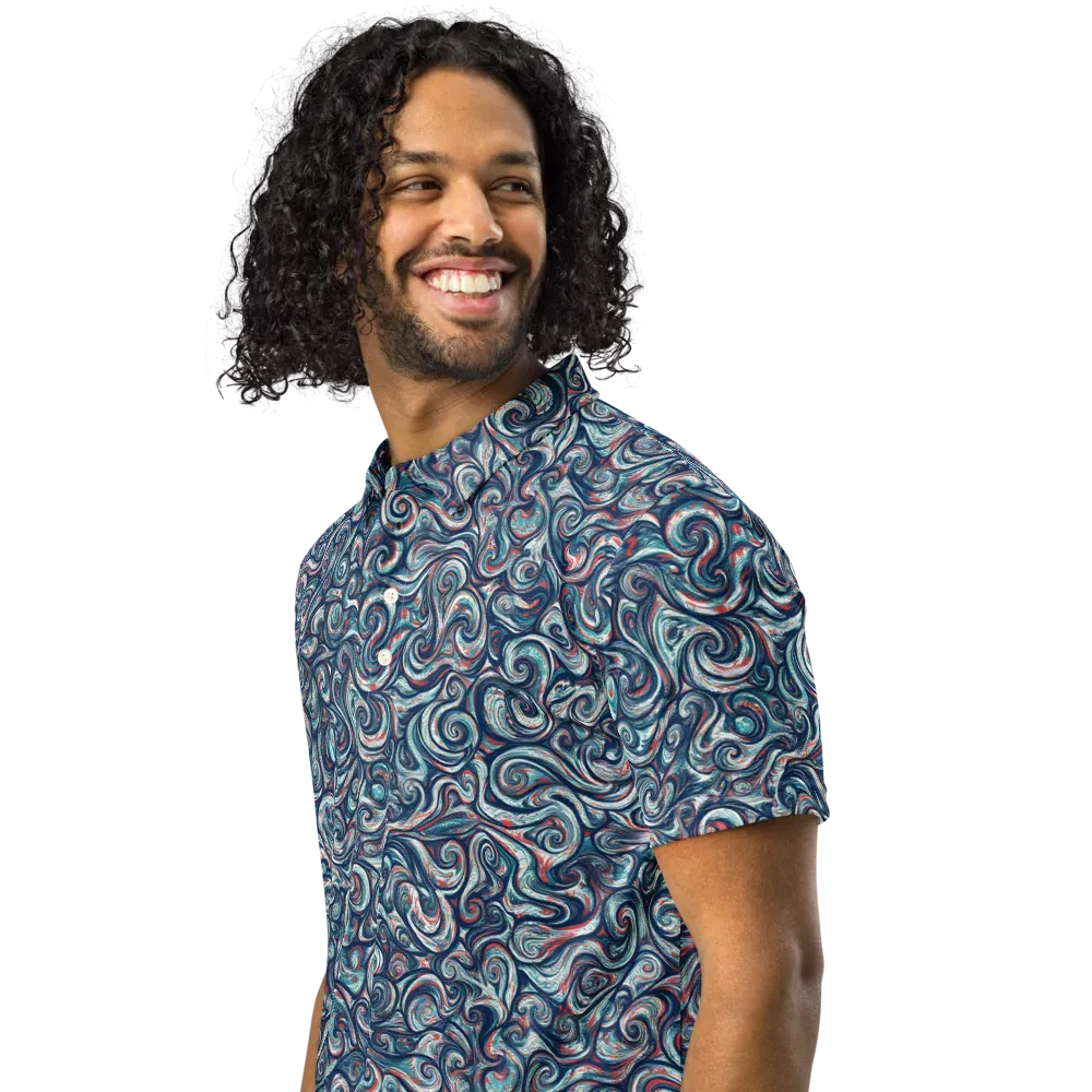 Indigo Vortex on Men's Slim Fit Polo Shirt — Left Front