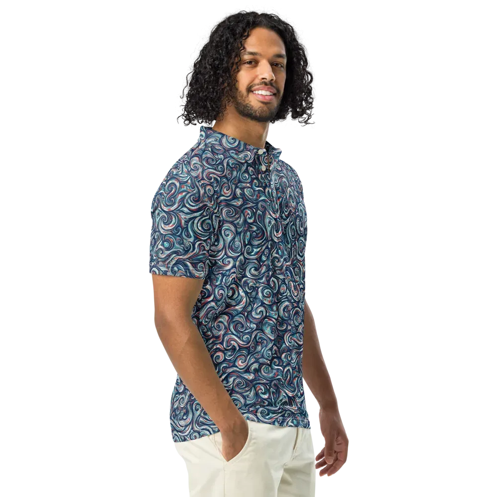 Indigo Vortex on Men's Slim Fit Polo Shirt — Right Front