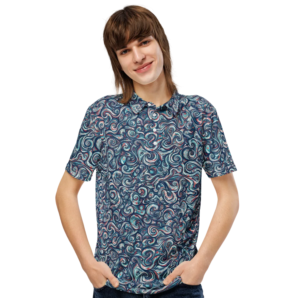 Indigo Vortex on Men's Slim Fit Polo Shirt — Front