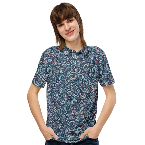Indigo Vortex on a Men's Slim Fit Polo Shirt