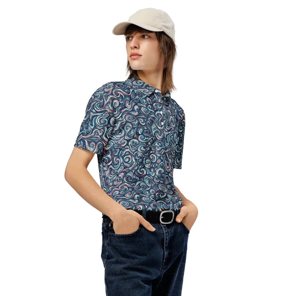 Indigo Vortex on Men's Slim Fit Polo Shirt — Right Front