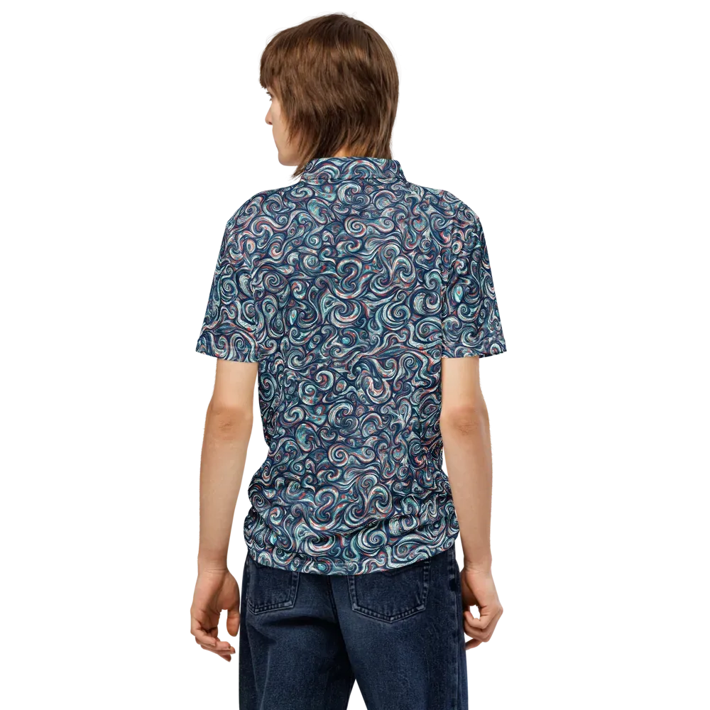 Indigo Vortex on Men's Slim Fit Polo Shirt — Back