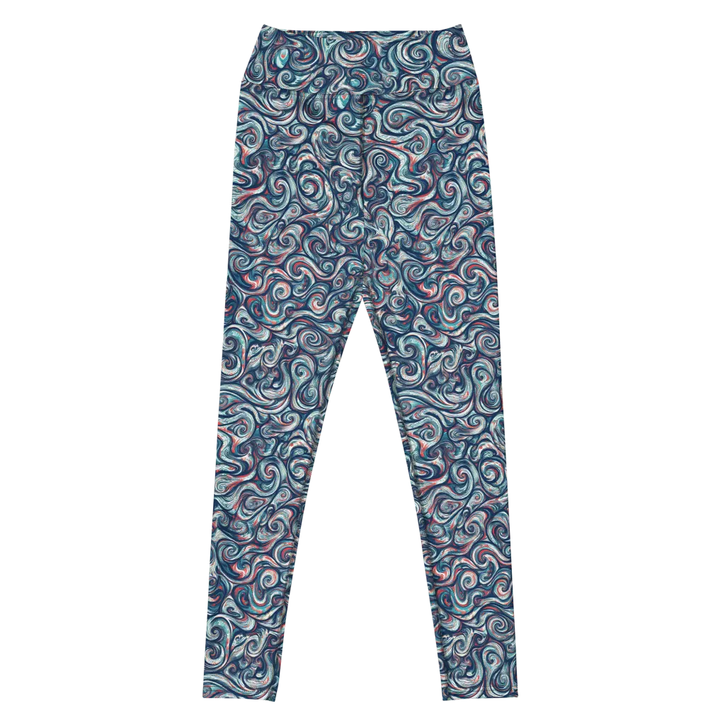 Indigo Vortex on Yoga Leggings — Front