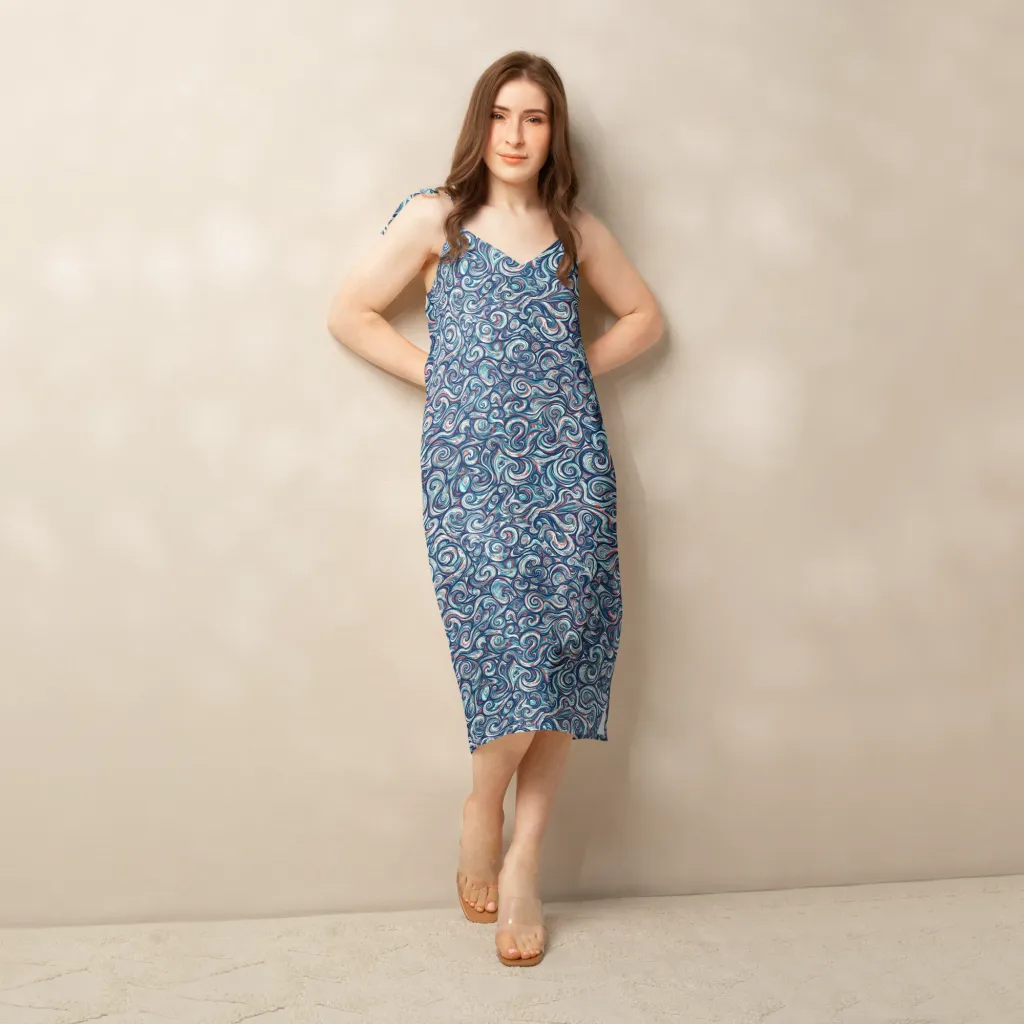 Indigo Vortex on Slip Dress — Front